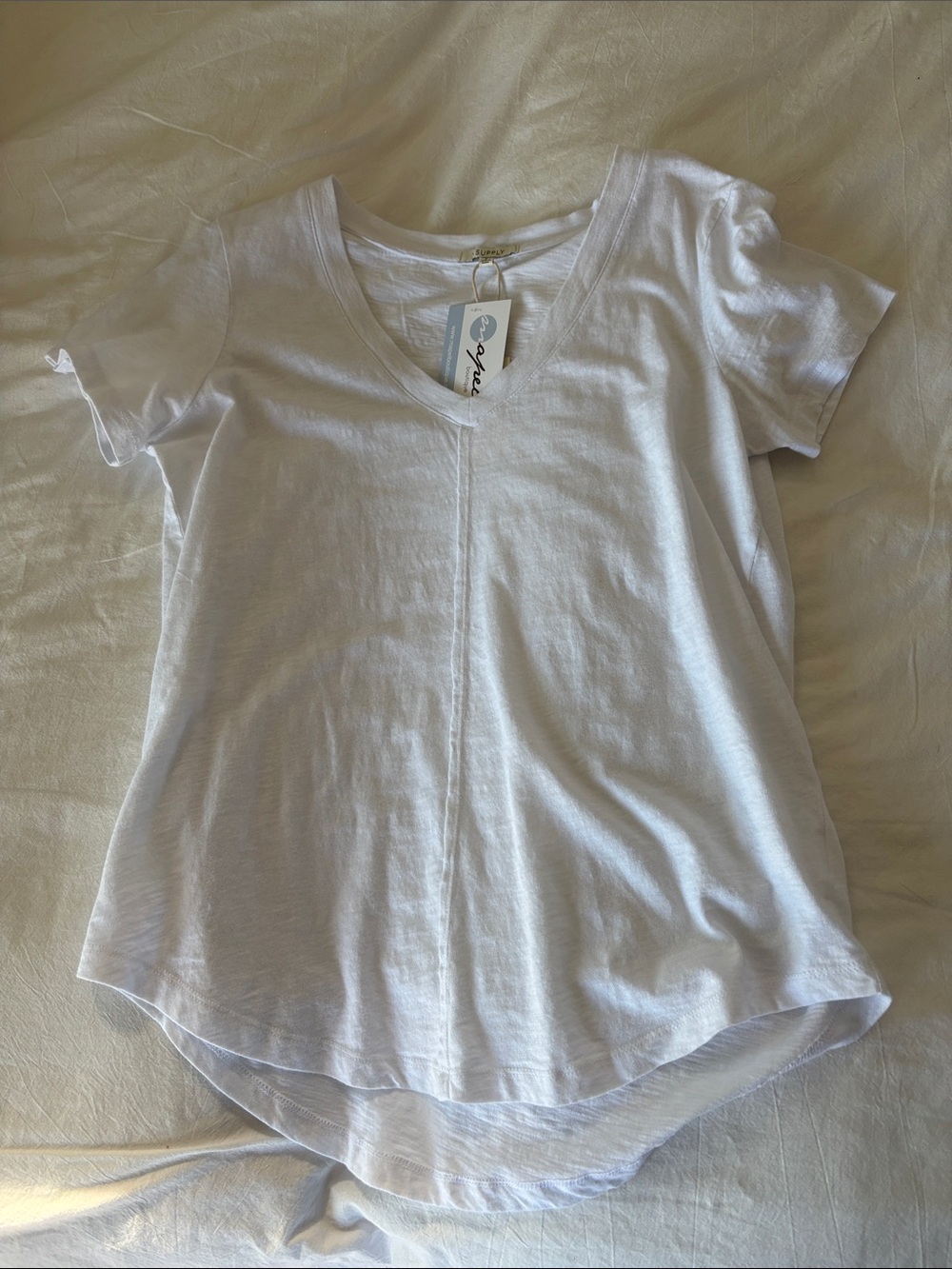 Z Supply White V-Neck Short Sleeve Tee